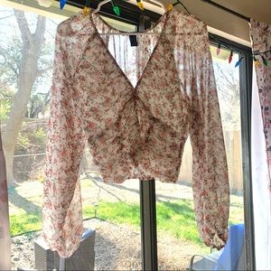 Shirred Floral Blouse